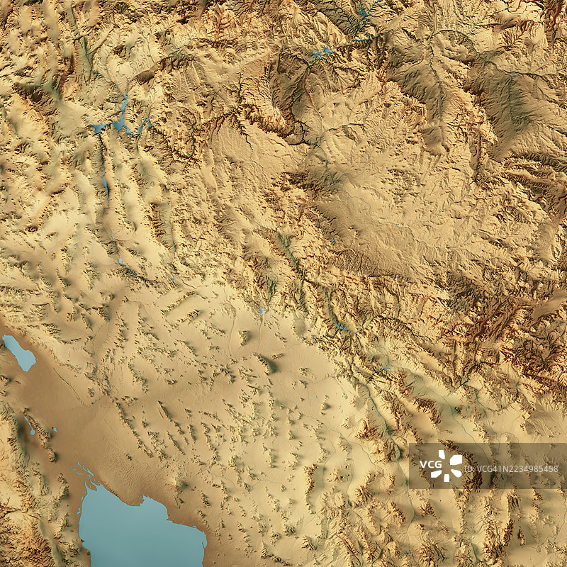 亚利桑那州地形图 3D 渲染 彩色图片素材