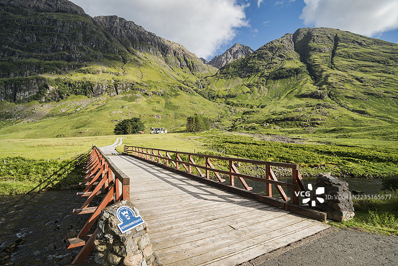 俯瞰阿赫特里奥赫坦湖底的科河，面向格伦科，格伦科山脉。苏格兰高地地区，英国。图片素材
