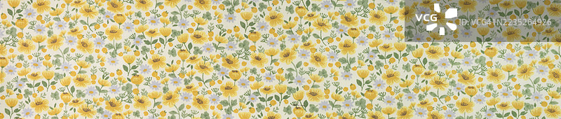 白色背景上的黄色花卉图案面料图片素材