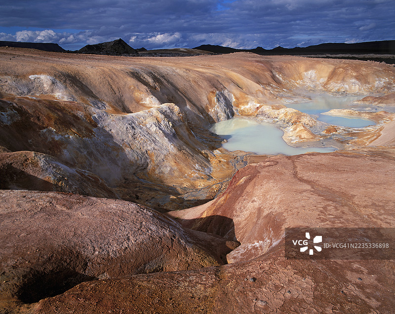 冰岛克拉夫拉地热区的硫磺泥坑图片素材
