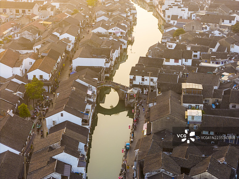 苏州古城（山塘街）鸟瞰图图片素材