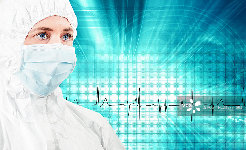 戴着口罩的白衣女性图片素材