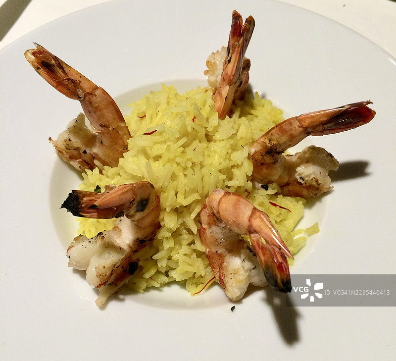 餐厅里的虾和米饭图片素材