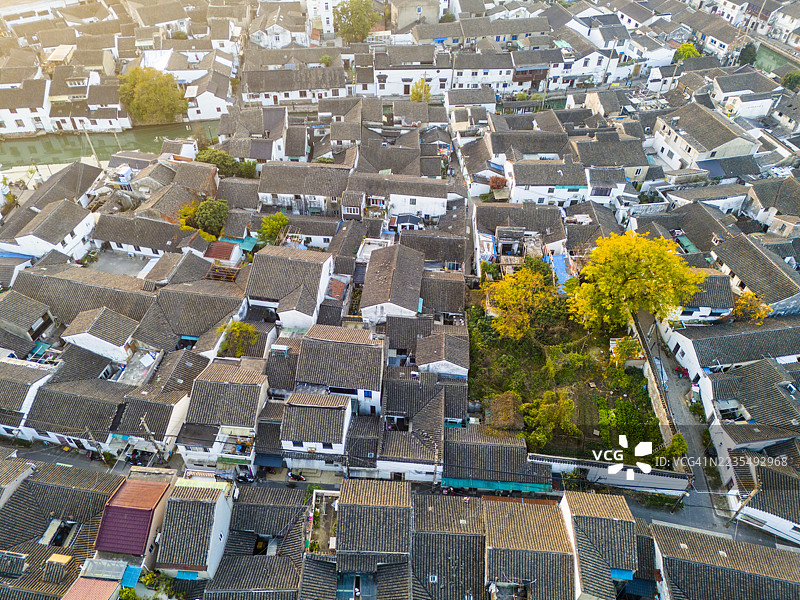苏州古城（山塘街）鸟瞰图图片素材