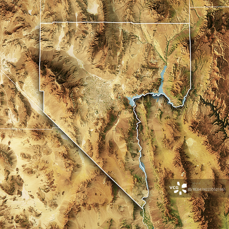 克拉克县卫星地形图 3D 渲染 彩色边框图片素材