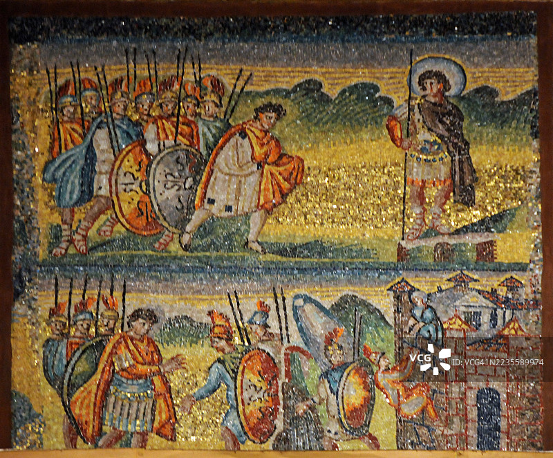 圣玛利亚大教堂 - 上方是耶和华军队的指挥官向约书亚显现 - 下方是间谍从耶利哥逃跑图片素材