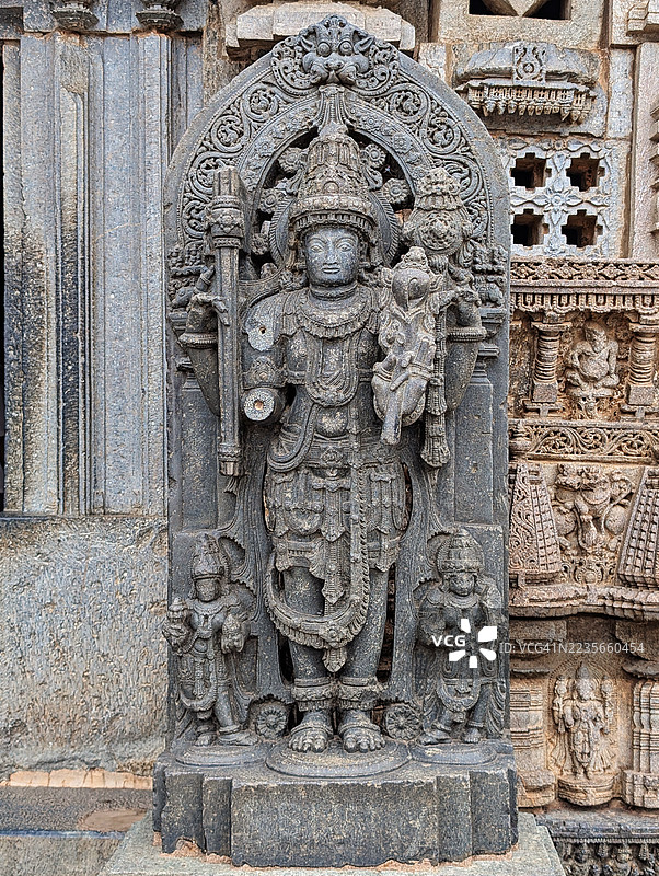 卡纳塔克邦霍伊萨拉王国的切纳卡萨瓦寺庙雕塑图片素材