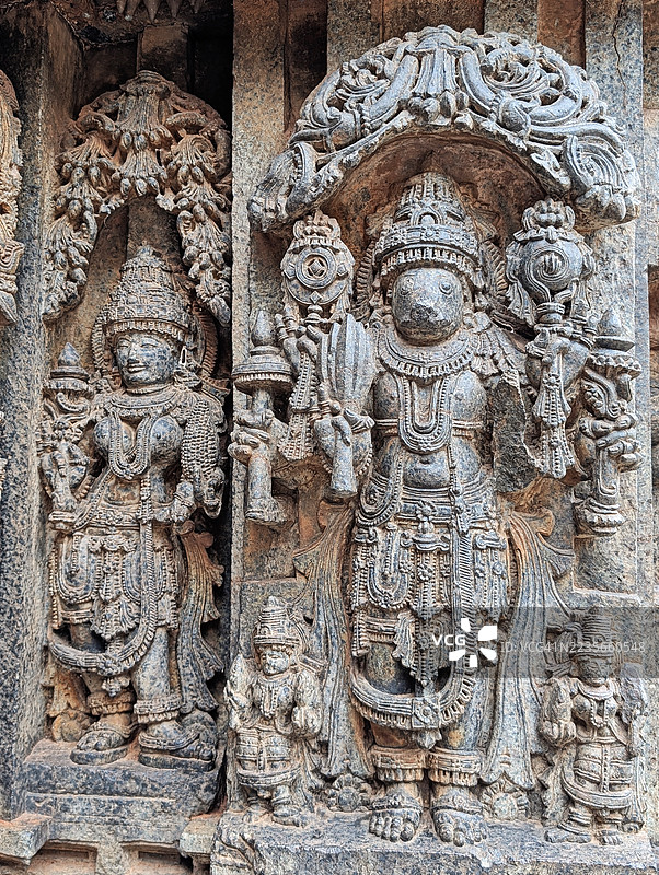 卡纳塔克邦霍伊萨拉王国的切纳卡萨瓦寺庙雕塑图片素材