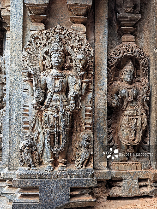 卡纳塔克邦霍伊萨拉王国的切纳凯萨瓦寺庙雕塑图片素材