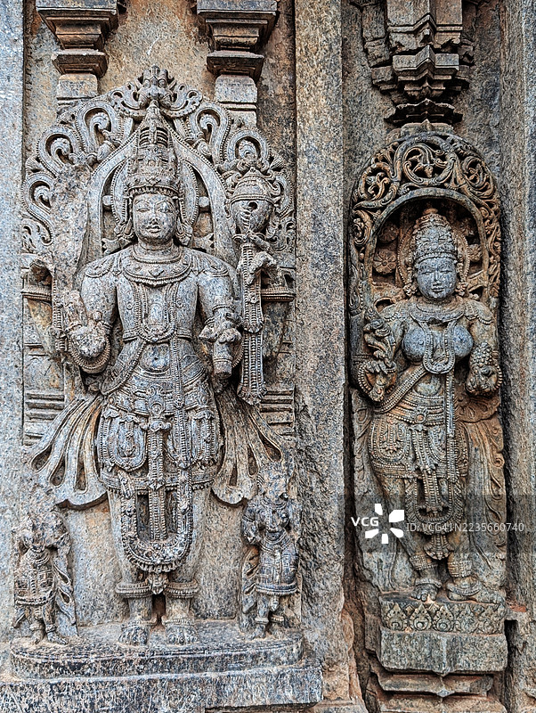 卡纳塔克邦霍伊萨拉王国的切纳卡萨瓦寺庙雕塑图片素材