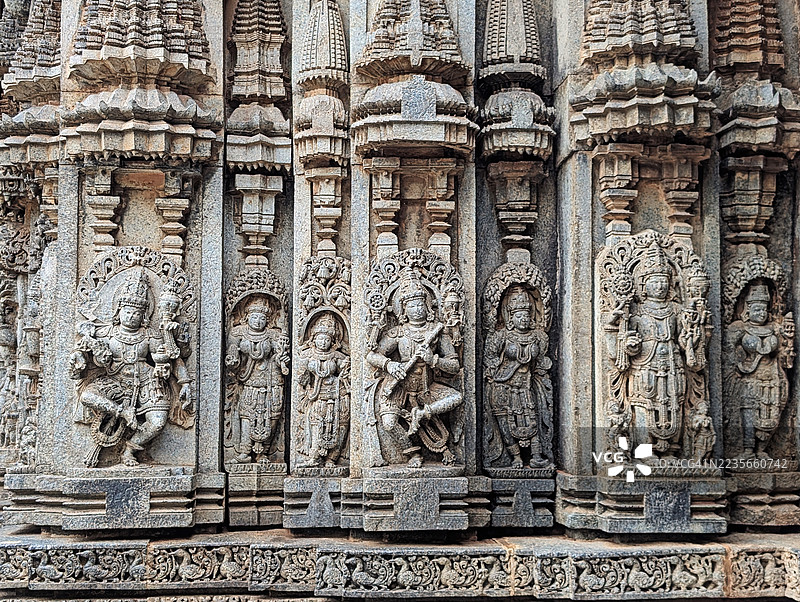 卡纳塔克邦霍伊萨拉王国的切纳卡萨瓦寺庙雕塑图片素材