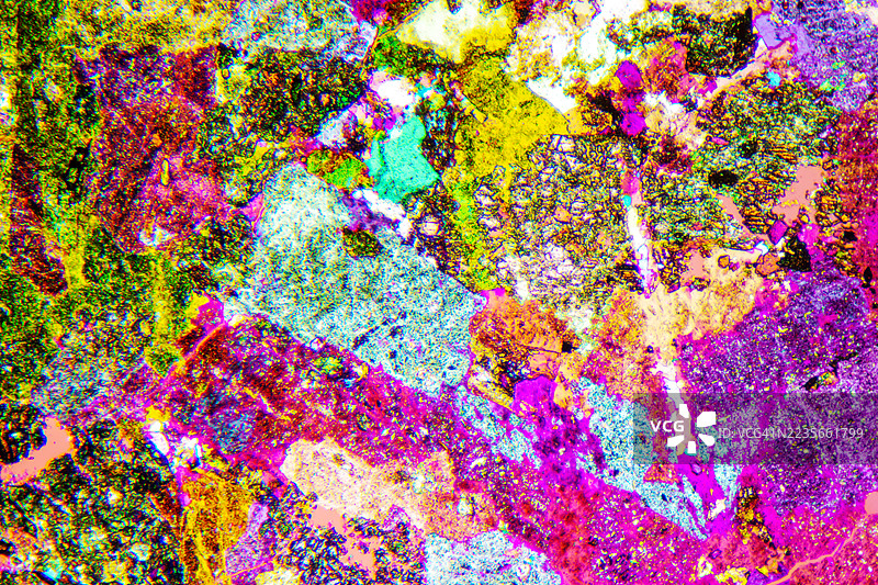 花岗闪长岩薄片的显微照片图片素材