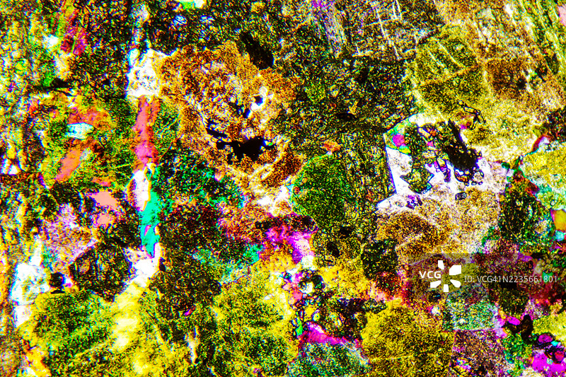 花岗闪长岩薄片的显微照片图片素材