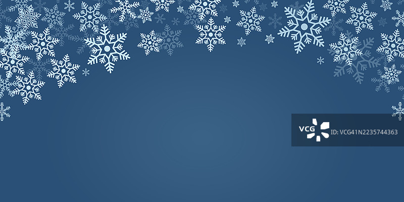 深蓝色背景上的雪花边框图片素材