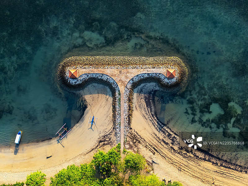 巴厘岛圣努尔海滩的鸟瞰图图片素材