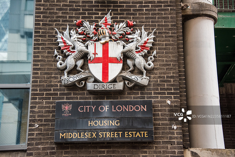 伦敦市，米德尔塞克斯街地产标志图片素材