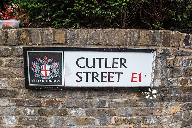 伦敦市卡特勒街标志图片素材