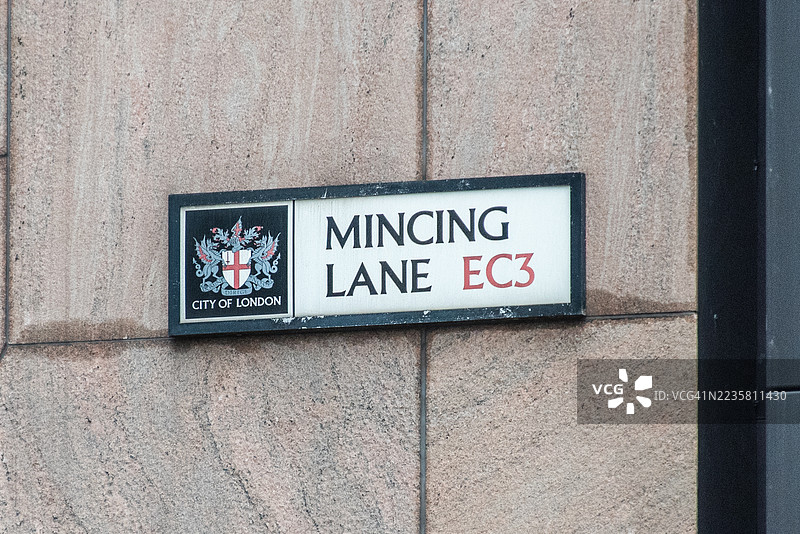 明兴巷（Mincing Lane）路牌，EC3，伦敦市图片素材