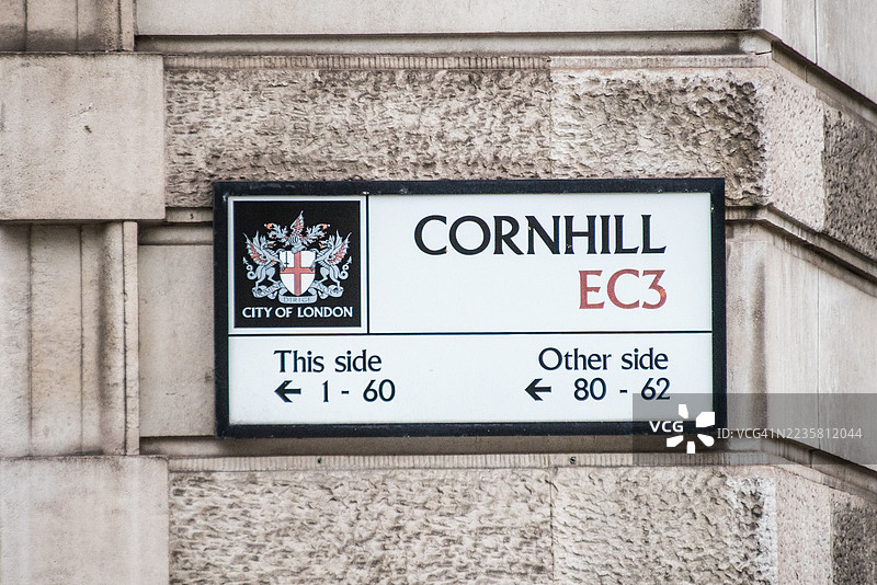 伦敦金融城科恩希尔路标志图片素材