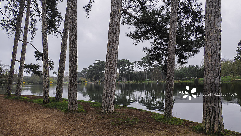 法国巴黎市，迷人且宽敞的布洛涅森林公园图片素材