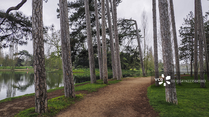 法国巴黎市，迷人的布洛涅森林公园图片素材