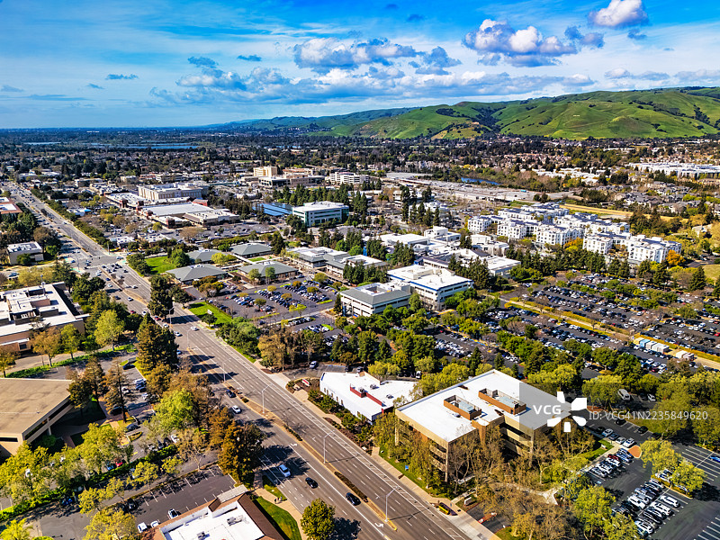 弗里蒙特商业区航拍图图片素材