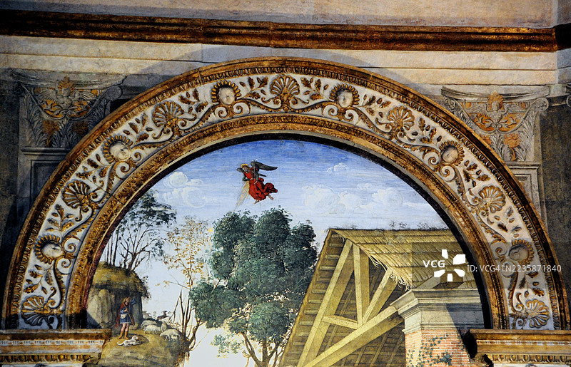 耶稣降生与圣杰罗姆 - 向牧羊人宣告的细节图片素材