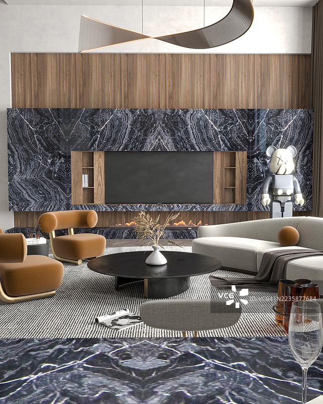 奢华现代客厅壁炉图片素材