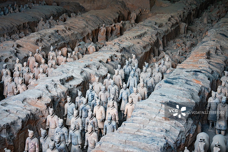 中国西安著名的兵马俑战士图片素材