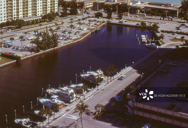 1979年迈阿密港口停泊的船只老照片 - 美国佛罗里达州图片素材