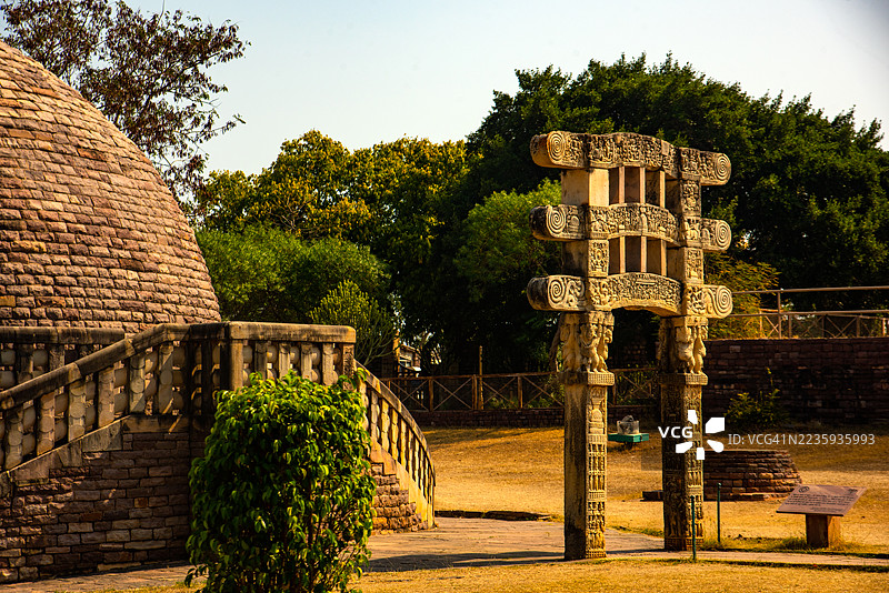 桑奇大塔，联合国教科文组织世界遗产，印度中央邦。图片素材