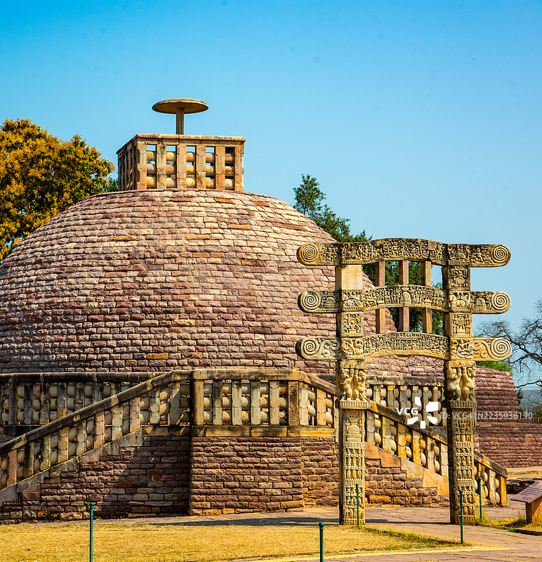 桑奇大塔，联合国教科文组织世界遗产，印度中央邦。图片素材