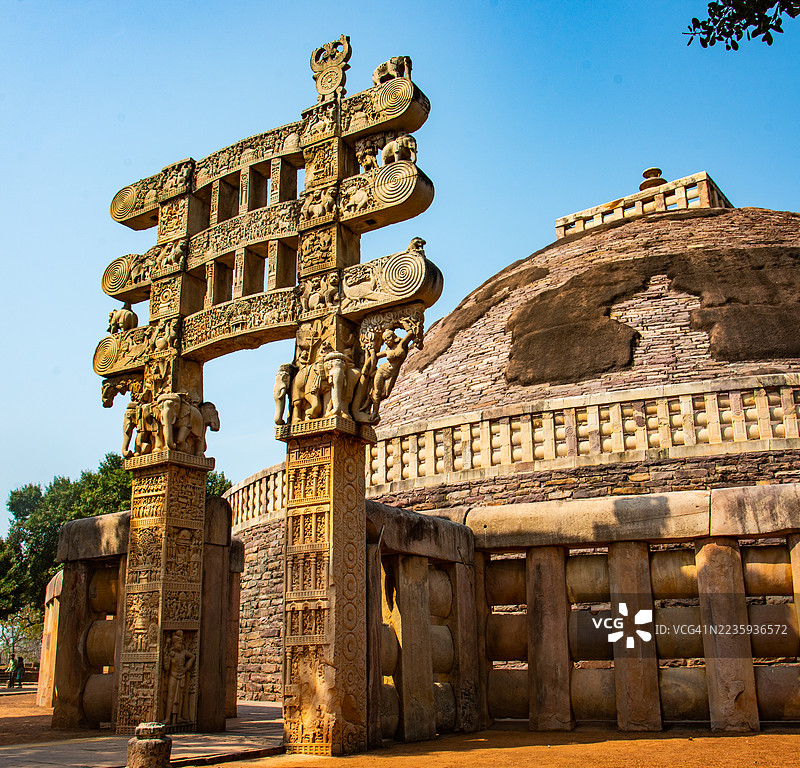 桑奇大塔，联合国教科文组织世界遗产，印度中央邦。图片素材