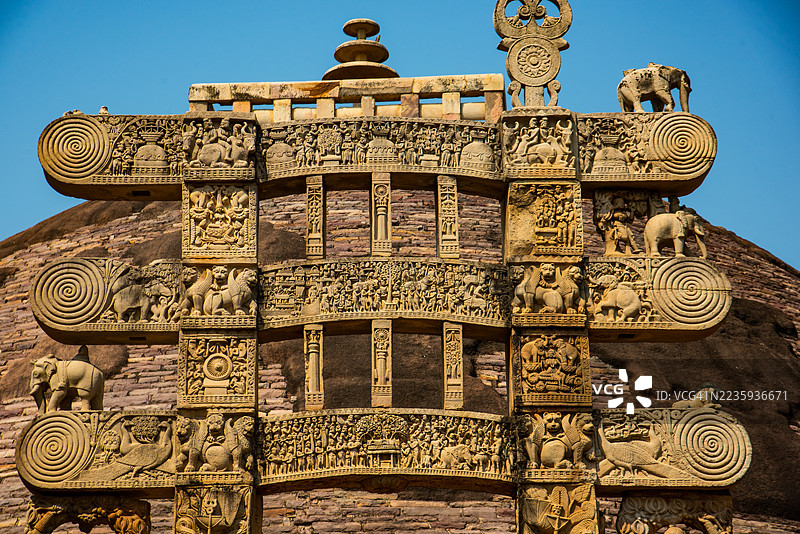 桑奇大塔，联合国教科文组织世界遗产，印度中央邦。图片素材