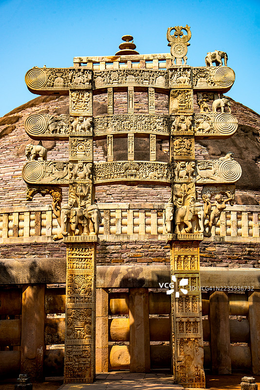 桑奇大塔，联合国教科文组织世界遗产，印度中央邦。图片素材