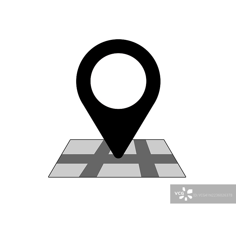 地图上的定位图标，位置图钉矢量图标。图片素材