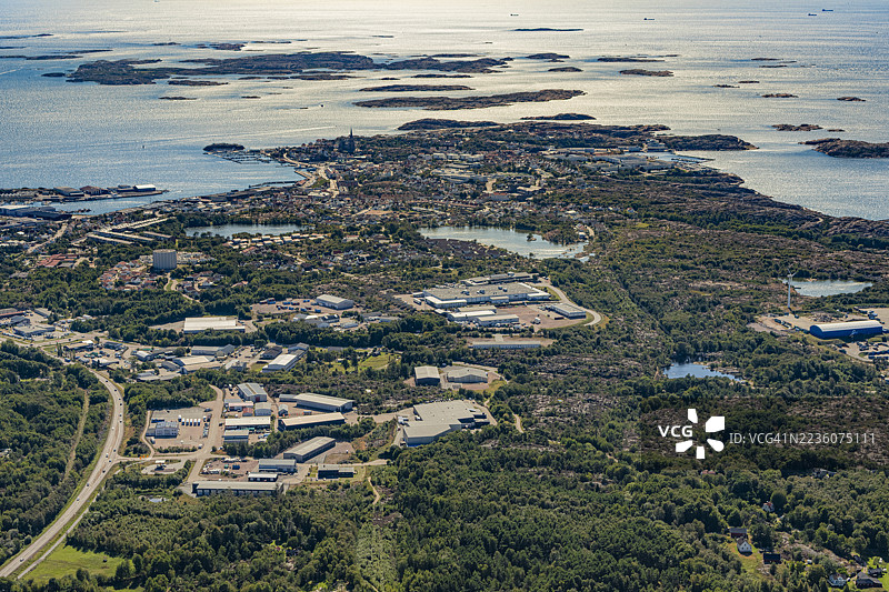 瑞典西海岸群岛和利塞基尔的鸟瞰图图片素材