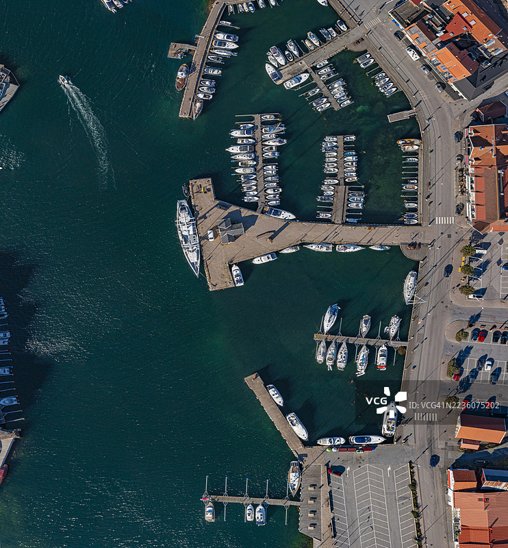 瑞典西海岸的孔格沙姆码头俯视图图片素材