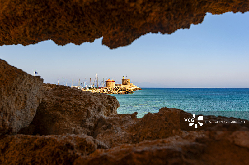 罗德岛，曼德拉基港的风车图片素材