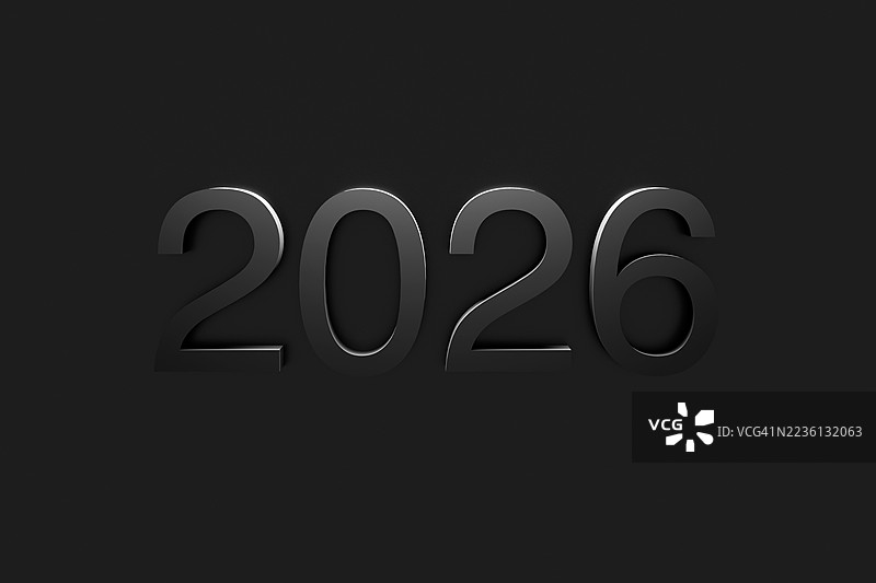 现代2026数字设计在极简黑色背景上图片素材