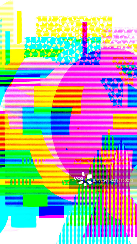 充满活力的故障几何图案，采用霓虹粉色、绿色和黄色，适合80年代和Y2K美学图片素材