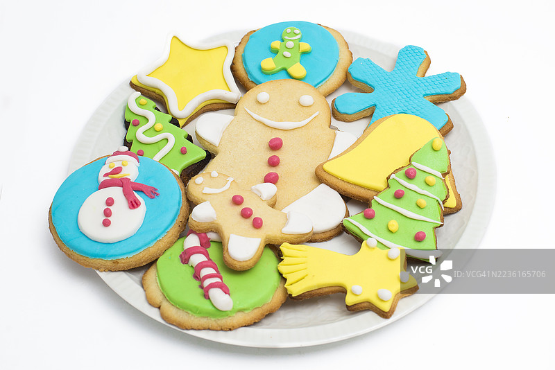 白色背景上的圣诞饼干图片素材
