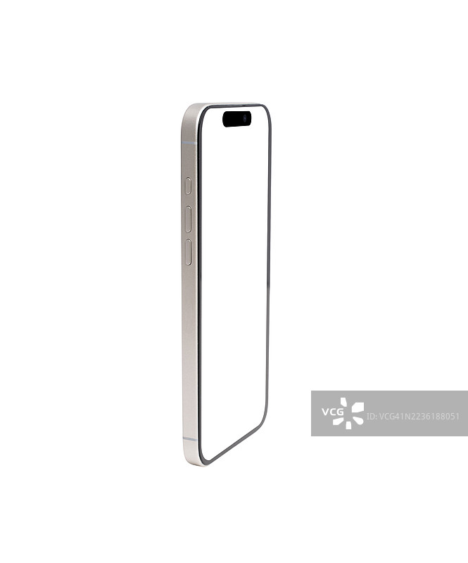 一部带黑色屏幕保护膜的白色手机图片素材