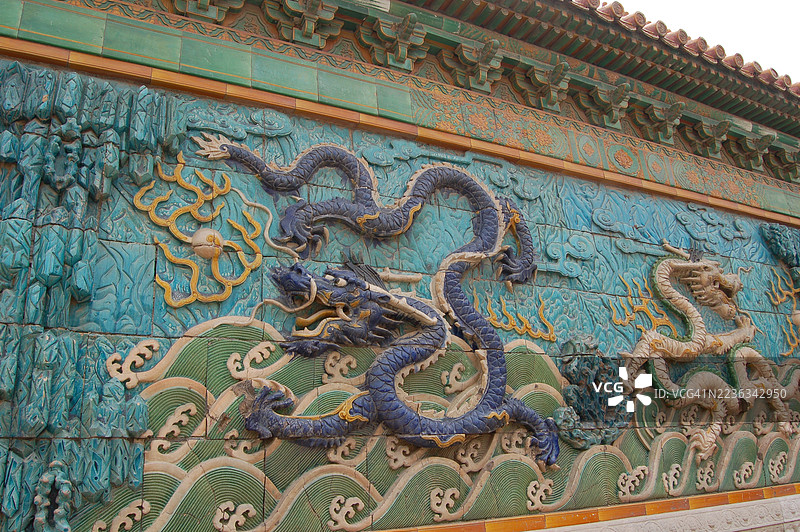故宫内标志性的九龙壁（Jiulong Bi）图片素材