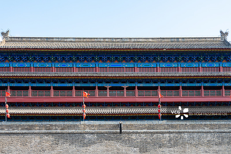 中国寺庙屋顶的装饰性建筑细节图片素材