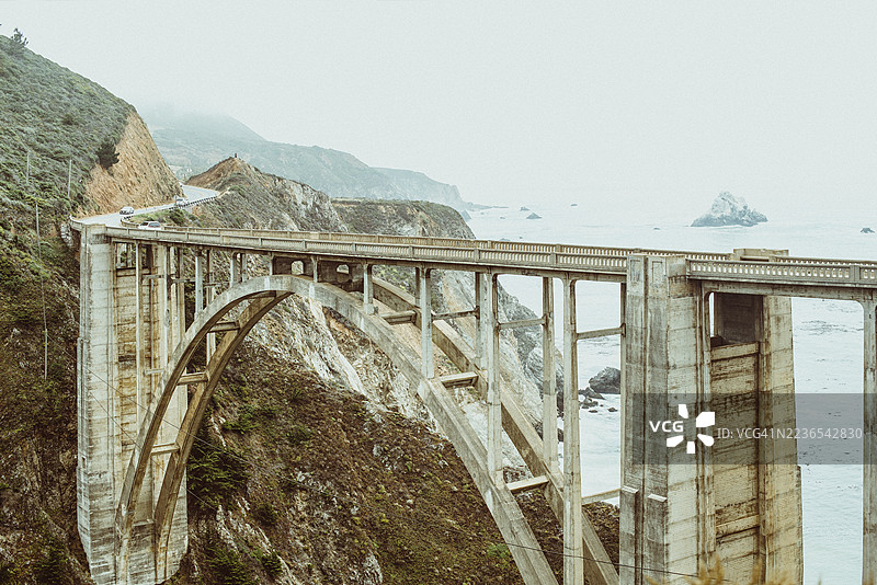 比克斯比桥（比克斯比溪桥），加利福尼亚州大苏尔的鸟瞰图图片素材