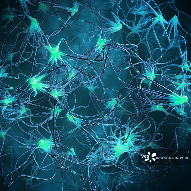 神经元和缠绕连接的艺术插图。图片素材