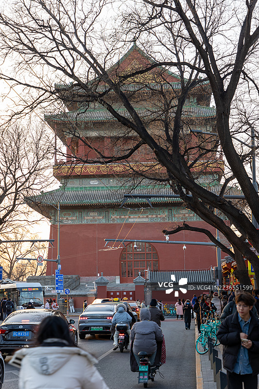 中国北京的古代建筑鼓楼（顾楼）图片素材
