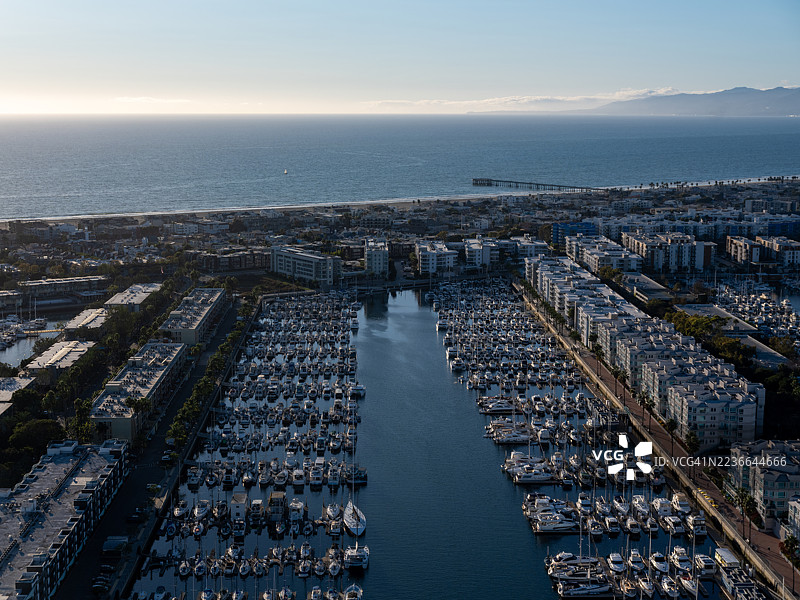 洛杉矶加利福尼亚州马里纳德雷港口的航拍图图片素材