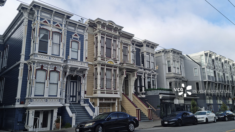海特-阿什伯里多彩的房屋（系列之一），加利福尼亚州旧金山图片素材